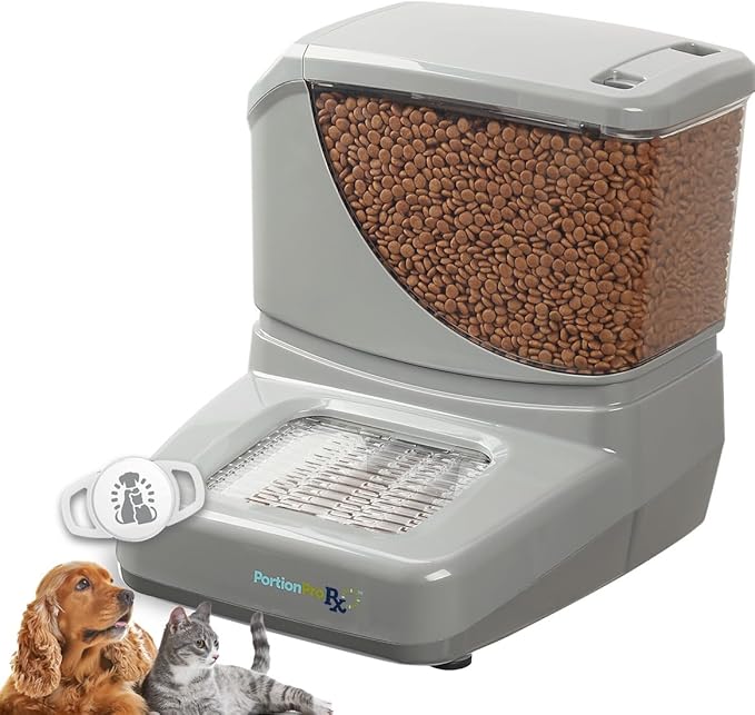 PortionPro Rx Upgraded RFID Automatic Pet Feeder, New Tag with Silicone Loops - Prevents Food Stealing, Perfect for Prescription Diets, Schedules Meals (Cats & Dogs)